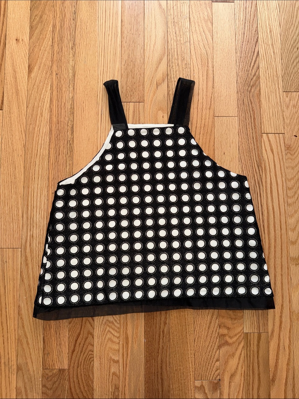 Alexis Black & White Polka Dot Mesh Crop Camisole
